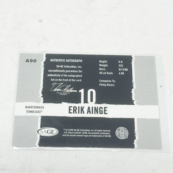 HIT Erik Ainge Autographed Football Card - Picture 3 of 3